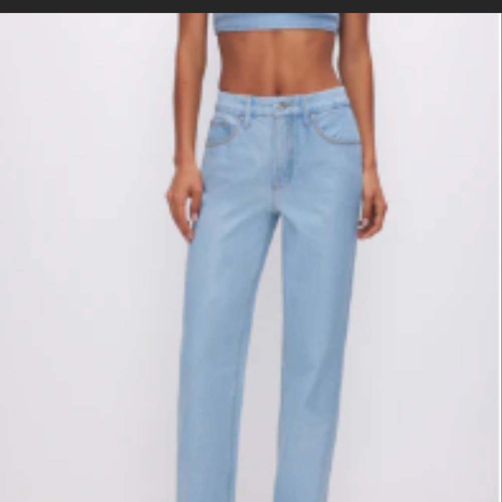 Good American Light Blue Flare & Wide Leg Jeans